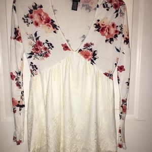 Long sleeve lace floral top